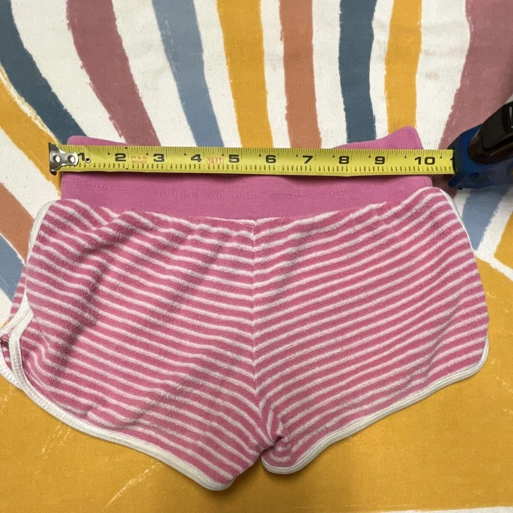 Ralph Lauren Girls Size5 Pink/White Striped Knit Shorts Drawstring Elastic k36.1